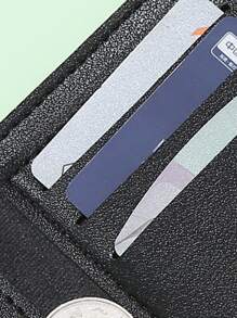 實心按扣小錢包，可愛的人造皮革錢包，帶有卡槽和拉鍊口袋輕巧便攜信用卡ID卡現金極簡時尚現代生日禮物情人節周年紀念日女士女孩禮物錢包拉鍊小錢包黑色老師禮物女友女教師商務休閒 - 黑色 - 查看 6