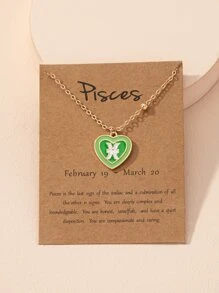 Constellation Pattern Heart Charm Necklace - Multicolor - View 1