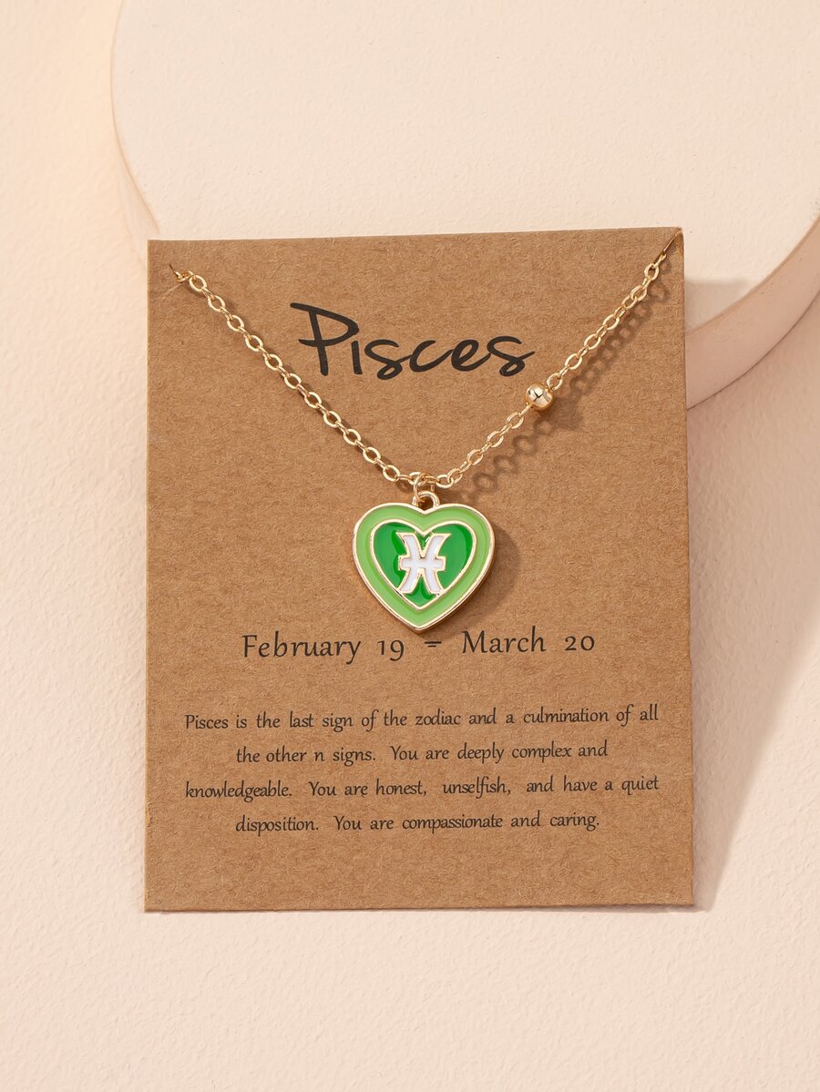 Constellation Pattern Heart Charm Necklace - Multicolor - View 1