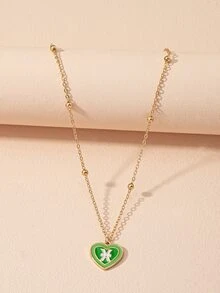 Constellation Pattern Heart Charm Necklace - Multicolor - View 2