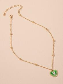 Constellation Pattern Heart Charm Necklace - Multicolor - View 3