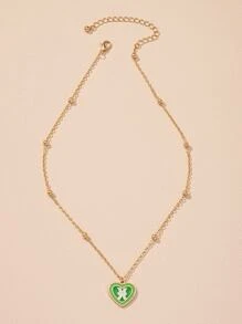 Constellation Pattern Heart Charm Necklace - Multicolor - View 4