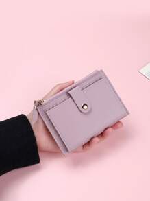 按扣折叠超薄轻便便携式现金身份证卡片拉链槽双折硬币袋生日礼物学校学生大学生青少年硬币卡礼物教师礼物女友礼品袋礼物粉红色学校用品教师礼物返校卡夹钱包名片夹信用卡夹女士女士钱包迷你钱包钱包钱包卡包 - 紫丁香色 - 查看 2