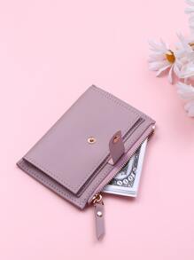 按扣折叠超薄轻便便携式现金身份证卡片拉链槽双折硬币袋生日礼物学校学生大学生青少年硬币卡礼物教师礼物女友礼品袋礼物粉红色学校用品教师礼物返校卡夹钱包名片夹信用卡夹女士女士钱包迷你钱包钱包钱包卡包 - 紫丁香色 - 查看 4