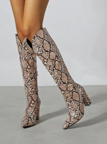 Allover Snakeskin Chunky Classic Boots - Multicolor - View 4