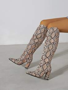 Allover Snakeskin Chunky Classic Boots - Multicolor - View 5