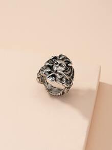 Snake Design Ring - Antique Silver - View 2