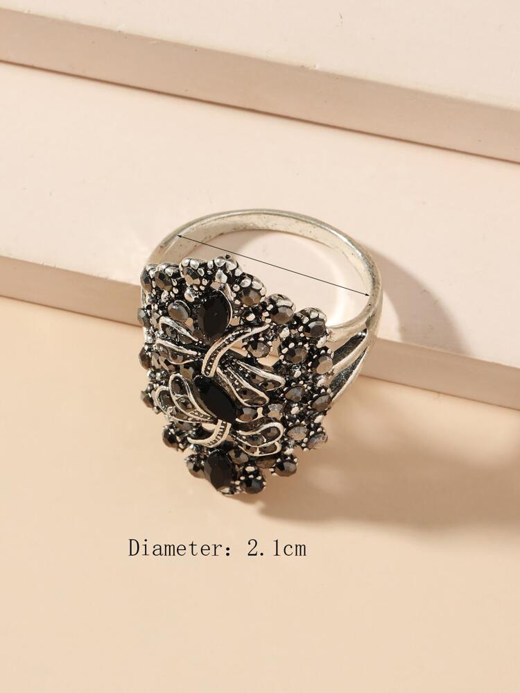 Rhinestone Dragonfly Decor Ring
