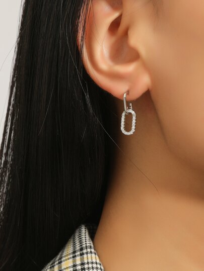 水鑽裝飾圓形耳墜