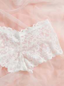 SHEIN Conjunto de lencería de 4 sets con encaje floral: Sujetador y panty corto - Multicolor - Ver 4