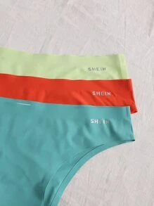 Quần bikini vải co giãn nhiều màu cho nữ, đồ lót mặc hàng ngày thoải mái, in họa tiết trơn - Nhiều màu - Xem 4