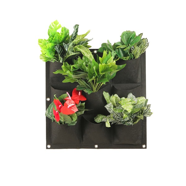 

1pc 9 Grids Plant Grow Bag, Black