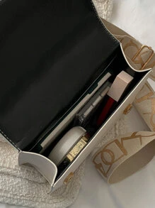 Bolso cuadrado con solapa acolchada en miniatura - Beis - Ver 7