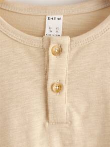 SHEIN 小男童3入組四分之一按鈕T恤 - 彩色 - 查看 4