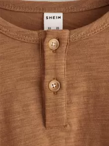 SHEIN 小男童3入組四分之一按鈕T恤 - 彩色 - 查看 8