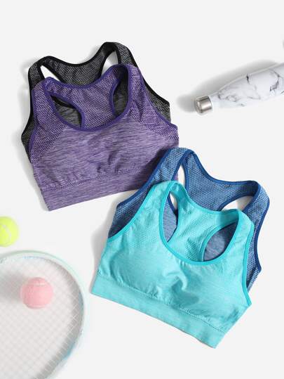4 pièces Brassière de sport soutien moyen sans couture