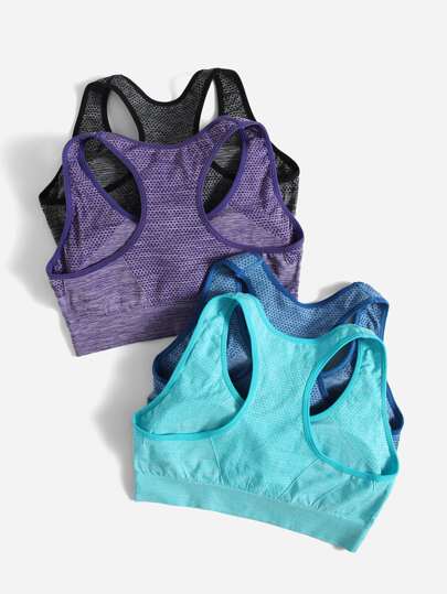 4 pièces Brassière de sport soutien moyen sans couture