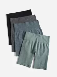 Easithlete 4pcs Wide Band Waist Sports Shorts Spandex Shorts Stretchy Shorts Sweater Shorts - Multicolor - View 5