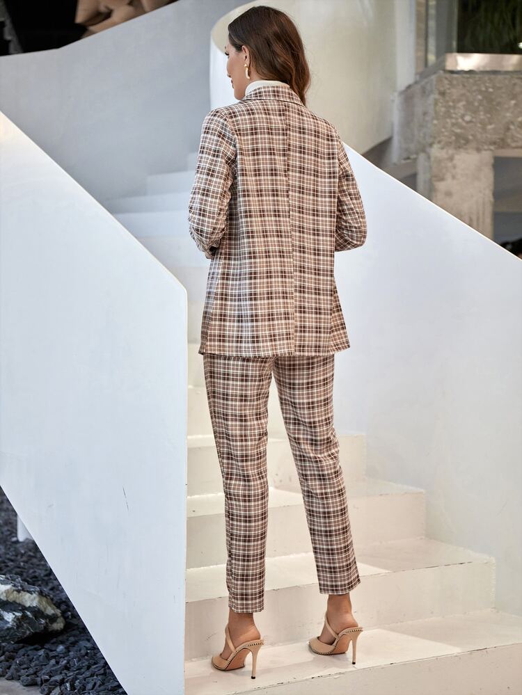 con estampado de cuadros con botones Blazer & Pantalones a medida - Multicolor - Añade 2