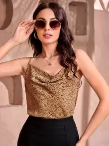 SHEIN Privé 短款緊身吊帶 - 駝色 - 查看 1