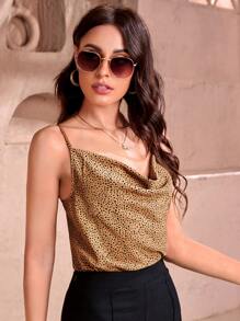 SHEIN Privé 短款緊身吊帶 - 駝色 - 查看 3