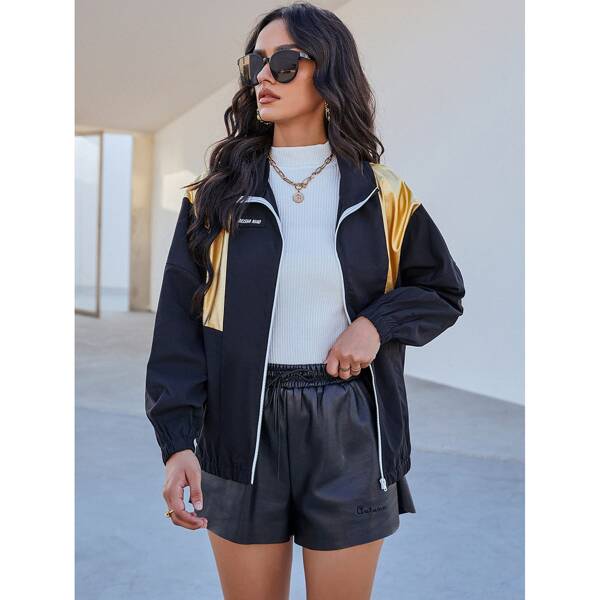 

Куртка с заплатой двухцветный, Чёрный