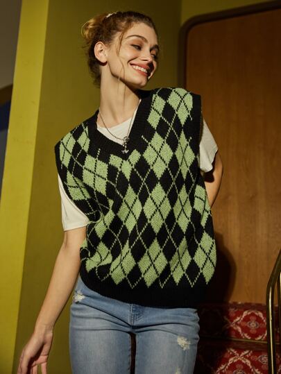 Argyle Pattern Sweater Vest