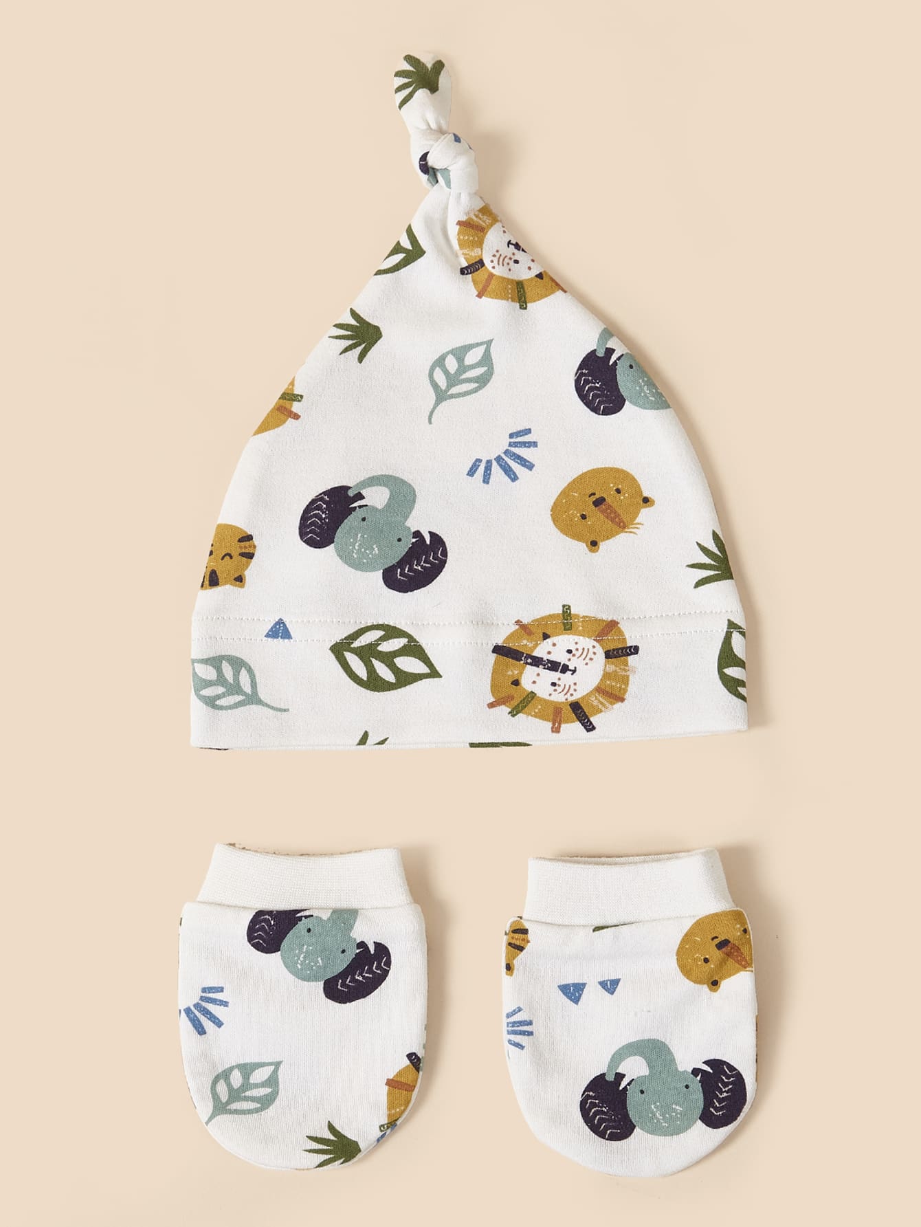 嬰兒卡通圖案帽和1雙手套 - 彩色 - 查看 1