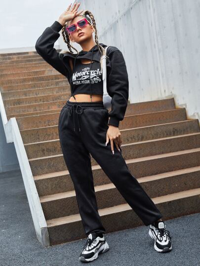 Crop Top Black Sweatpants Outfit Ideas Cute Outfit Ideas With