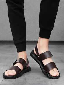 Men Buckle Decor Slingback Sandals - Brown - View 3