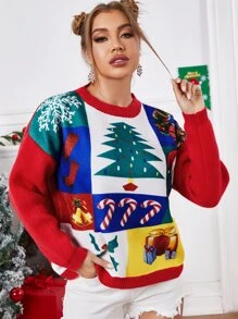 SHEIN Jersey Navidad con patrón mixto - Multicolor - Ver 4