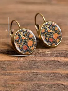 1入組花細節耳環銅首飾類 - 彩色 - 查看 3