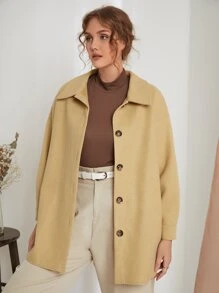 Plus Drop Shoulder Belted Overcoat - Yellow - View 5
