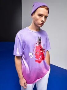 ART IV PLAY Tops Nam Hoạt hình Ombre Đường phố - Màu Lilac Tím - Xem 1