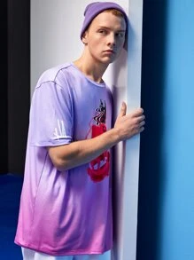 ART IV PLAY Tops Nam Hoạt hình Ombre Đường phố - Màu Lilac Tím - Xem 5