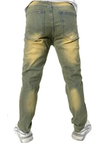 ROMWE MEN Guys Floral Embroidery Ripped Jeans - Multicolor - View 2