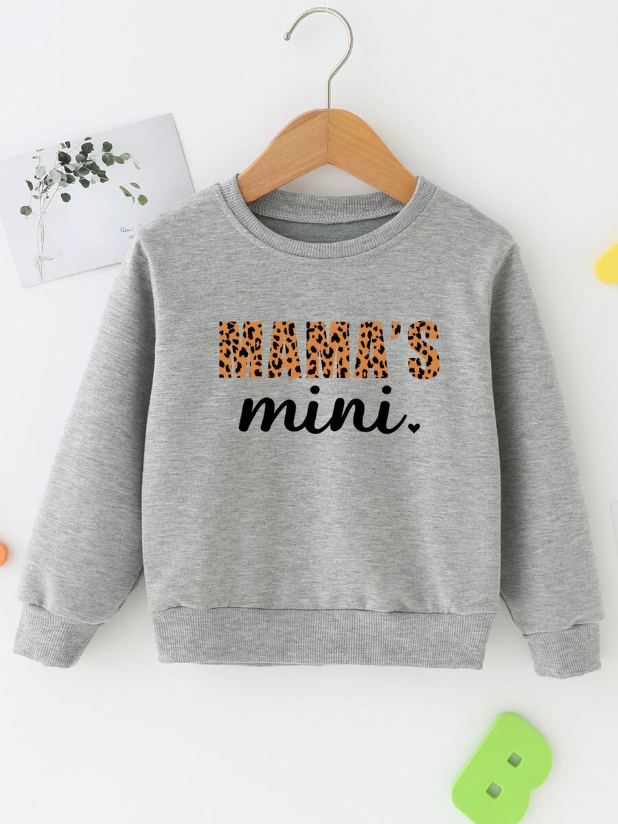 小女童1入組字母圖案運動衫 - 灰色 - 查看 1