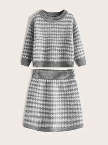 Áo len hai dây bé gái Hình học Giải trí - Xám - Xem 1