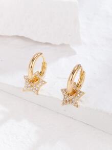 1 对简约、优雅、迷人、时尚、奢华、华丽、优雅、多功能、闪亮、圆形、黄铜、星形吊坠耳环，镶嵌闪亮宝石，镀金，适合女性、女孩、毕业典礼、夏季、海滩派对、婚礼、新娘、伴娘、朋友、生日、情人节、感恩节、礼物 - 金黃色 - 查看 1