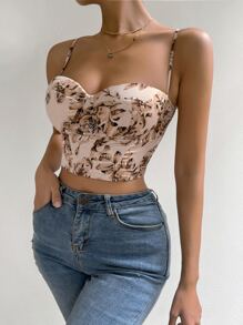 Nevyona 印花繫帶吊帶短上衣 - 彩色 - 查看 4