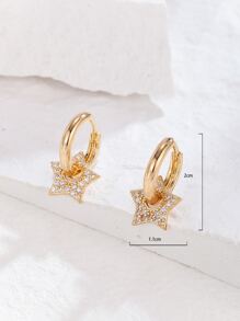 1 对简约、优雅、迷人、时尚、奢华、华丽、优雅、多功能、闪亮、圆形、黄铜、星形吊坠耳环，镶嵌闪亮宝石，镀金，适合女性、女孩、毕业典礼、夏季、海滩派对、婚礼、新娘、伴娘、朋友、生日、情人节、感恩节、礼物 - 金黃色 - 查看 5