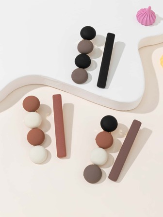 6pcs Round Decor Hair Clip