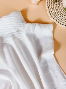 1pc White Turtleneck Basic Sweater With Detachable Collar - White - View 4