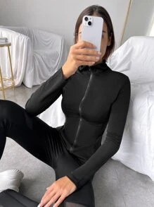 Easithlete Softness Lightweight Zip Up Sports Jacket - Black - View 1
