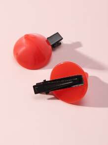 2入組簡約髮夾 - 紅色 - 查看 2