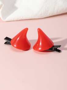 2入組簡約髮夾 - 紅色 - 查看 3