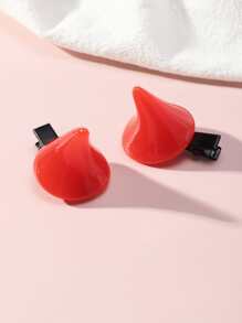 2入組簡約髮夾 - 紅色 - 查看 4