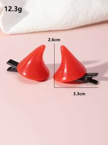 2入組簡約髮夾 - 紅色 - 查看 5