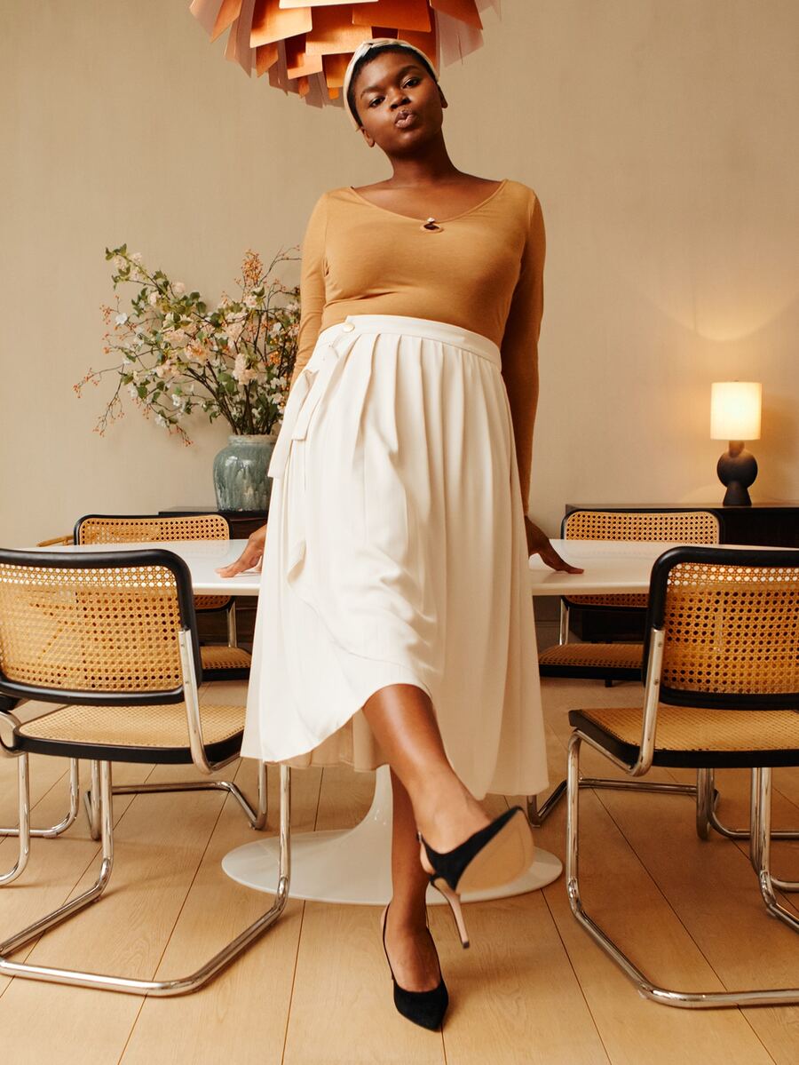 MOTF PREMIUM PLUS GATHERED FLOWY SKIRT - Beige - View 1