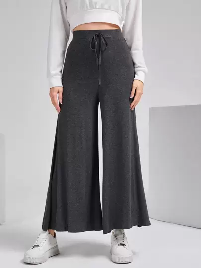 Mulvari 高腰前打結闊腿褲